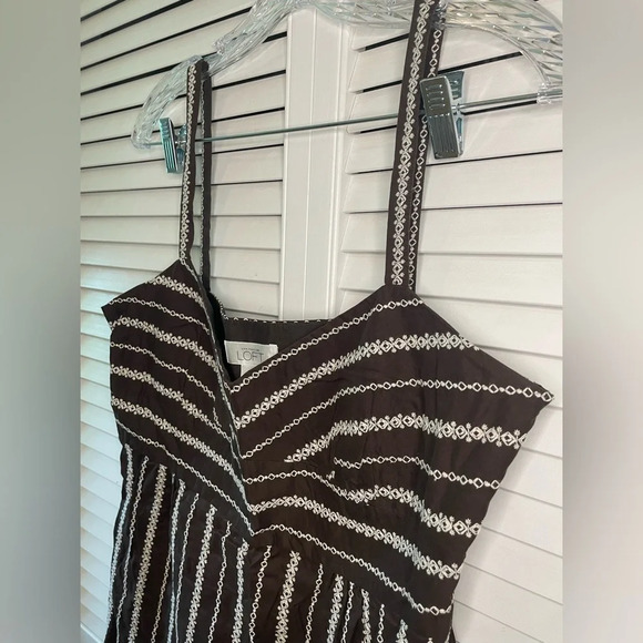 LOFT Women’s Cami Tank Brown Embroidered Sweetheart Size 12 Empire Waist EUC - Picture 6 of 15